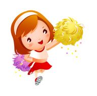 Girl cheerleader in uniforms holding pom-pom N2