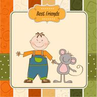 little boy walks with his best friends N2