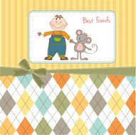 little boy walks with his best friends N7