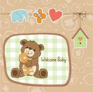 baby shower card with teddy bear toy N77