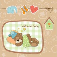 baby shower card with teddy bear toy N78