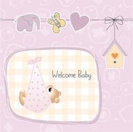 baby shower card with teddy bear toy N79
