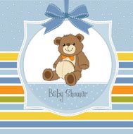 baby shower card with cute teddy bear toy