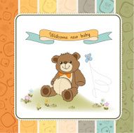 baby shower card with cute teddy bear toy N3