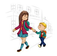 Schoolboy and schoolgirl N4