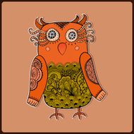 Cute Decorative Owl vector illustration Lacy bird