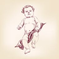 baby in diapers hand drawn vector llustration