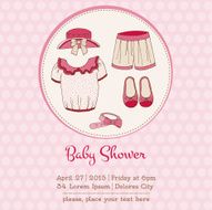 Baby Girl Shower or Arrival Card with Place