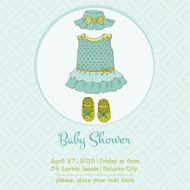 Baby Girl Shower or Arrival Card with Place N2