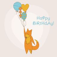 Birthday Invitation Card with Baby Fox