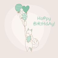 Birthday Invitation Card with Baby Fox N2