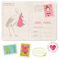 Baby Girl Shower Card with set of stamps N3
