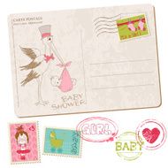 Baby Girl Shower Card with set of stamps N4