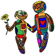 Two happy loving dolls