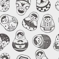 seamless doodle Russian Doll pattern