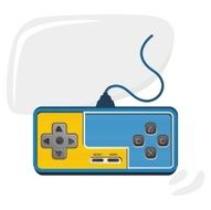 yellow and blue game console