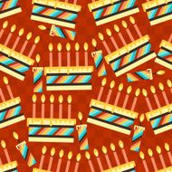 Happy Birthday party seamless pattern with cakes