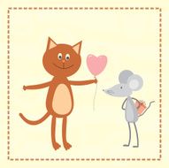 cat and a mouse exchanging gifts