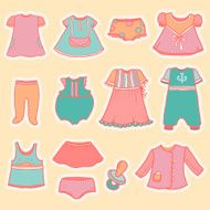 Set of vintage children&#039;s clothing and soother