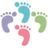 foot prints color on white background