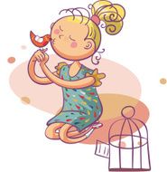 Girl with Bird N3
