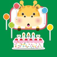 Happy birthday card with giraffe