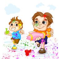 Kids playing Holi Festival N3