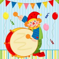 Clown playing the drum