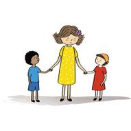 Three children holding hands