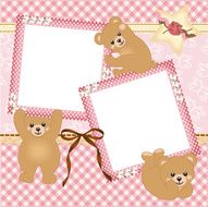 Baby girl photo frame with teddy bear