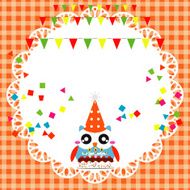 Birthday party card with cute owl N2