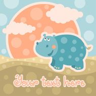 Baby background with hippopotamus and space for text