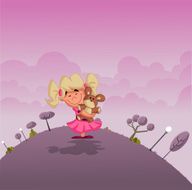 Cartoon girl on pink park