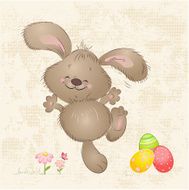 Cartoon happy rabbit for Easter Cards