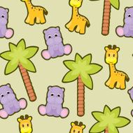 Seamless baby animal background N2