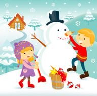 Children Building A Snowman N2