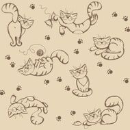 Seamless background with playful cats