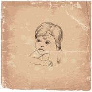 vintage art drawing portrait of a girl