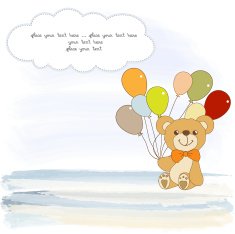 baby shower card with cute teddy bear N16
