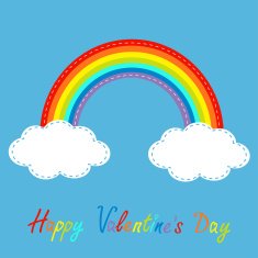 Rainbow and clouds in the sky Happy Valentines Day card