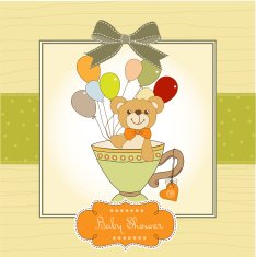 baby shower card with cute teddy bear N35
