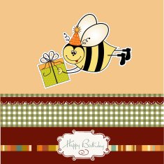 birthday card with bee N3