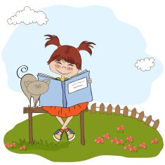 young sweet girl reading a book N7