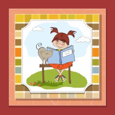 young sweet girl reading a book N9