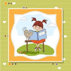 young sweet girl reading a book N12