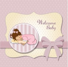 baby shower card with little girl