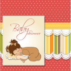 baby shower card with little girl N3