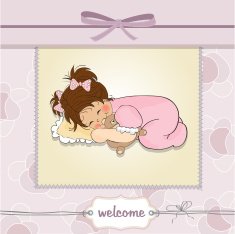 baby shower card with little girl N6