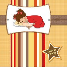 baby shower card with little girl N8