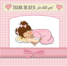 baby shower card with little girl N11
